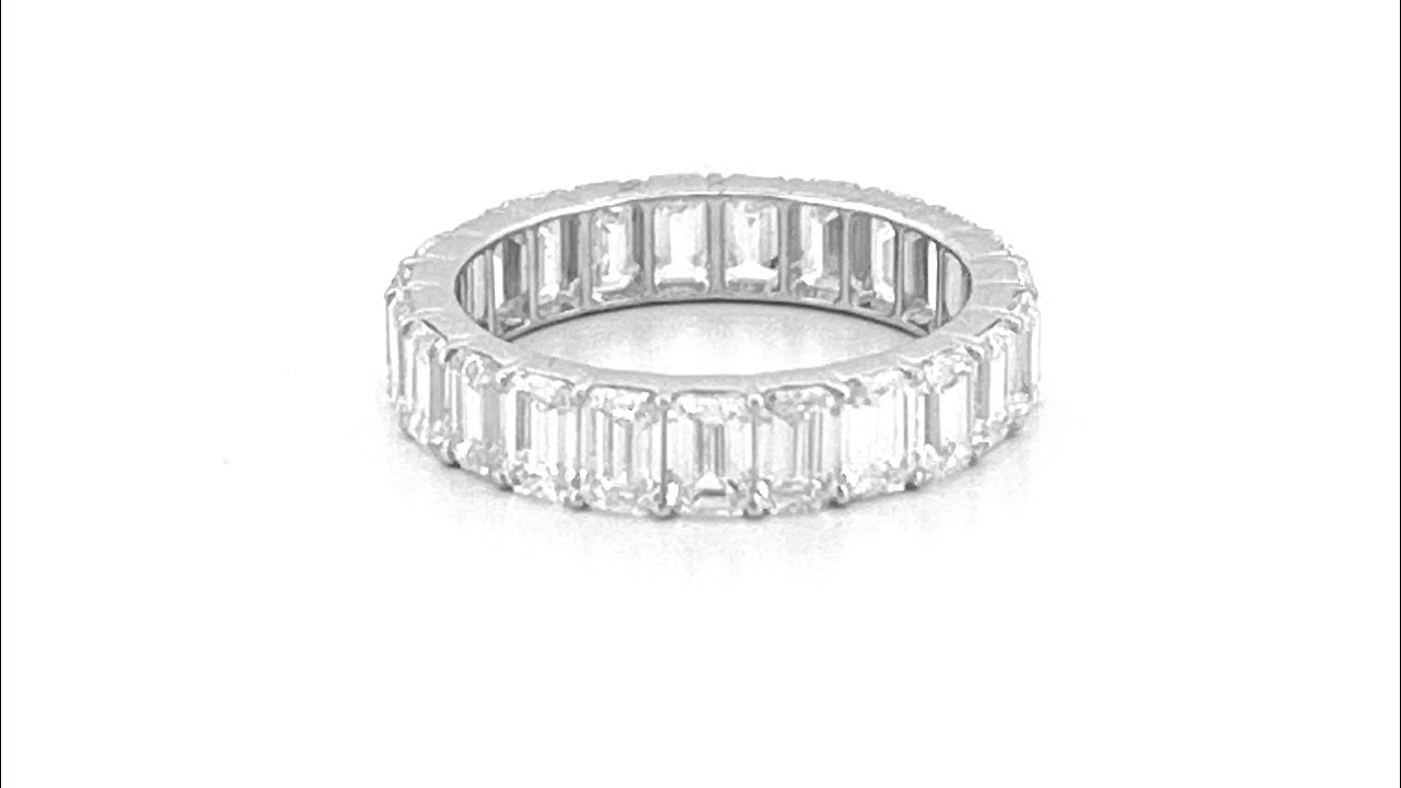 14K Gold Lab Grown 4.70 Carat Emerald Diamond Eternity Band