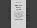 Your Value Matters💎 #viral #quotes #foryou #lifechangingthoughts #shorts #mindset