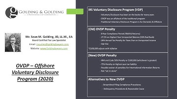 OVDP - 2020 Updated Rules to IRS Offshore Voluntary Disclosure Program & Traditional VDP Offshore
