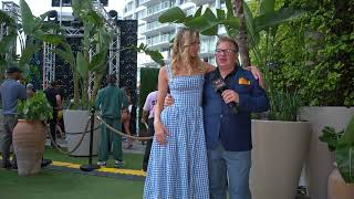 Model Cara Joyce interviewed backstage during Miami Swim Week The Shows