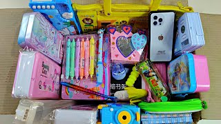 great collection of stationery, mobile tape, collection of pencil case, highlighter, ruler, 3D pen