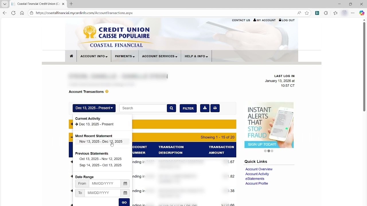 Downloading Collabria Credit Card Transactions