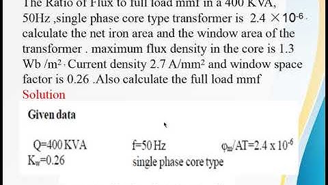 EE304 1 5 4 NUMERICALS OF TRANSFORMER DESIGN