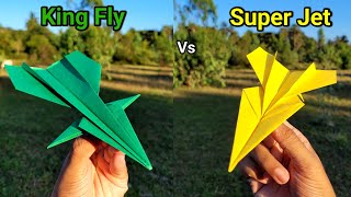 Super Jet vs King Fly Paper Airplanes Flying and Making Tutorial | Best 2 Origami Epic Jets Making