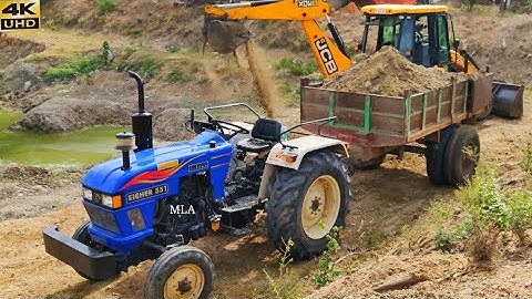 Eicher 551 and JCP tractor fully loaded trolley by JCB 3DX Machine | Tractor and JCP videos | CFV |