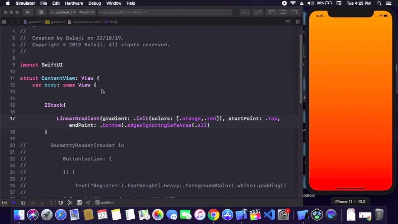 Tutorial về background gradient swiftui cho Apple platform