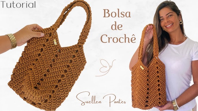 Bolsa de mão em croche feito com fibras naturais