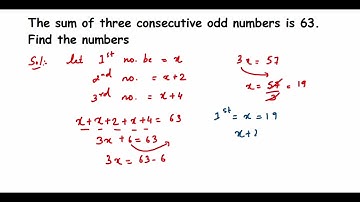 The sum of three consecutive odd numbers is 63. Find the numbers.Class 8 Math- linear equation.