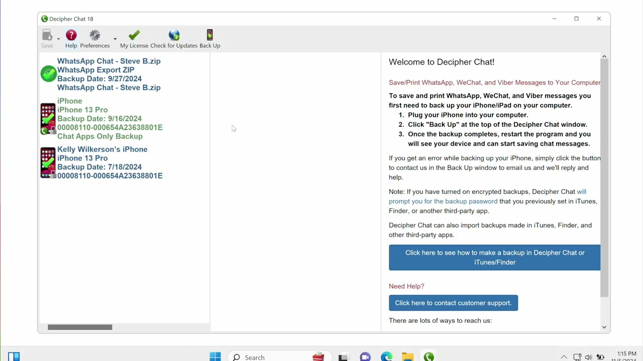 Import WhatsApp Export ZIPs into Decipher Chat