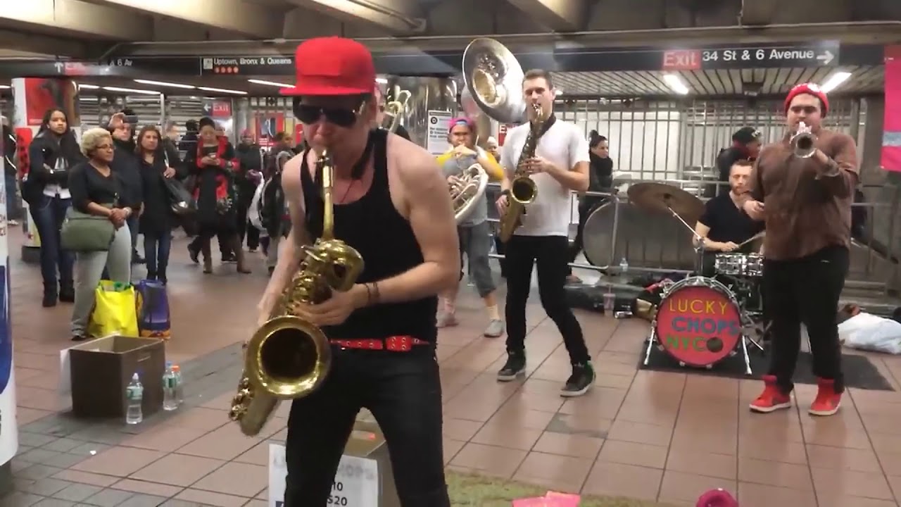 Live Lucky Chops cover My Girl NYC Subway