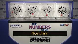 Evening Numbers Game Drawing: Monday, August 27, 2018