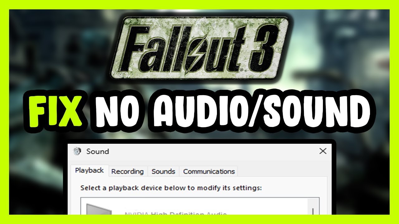 How to FIX Fallout 3 No Audio/Sound Not Working - YouTube