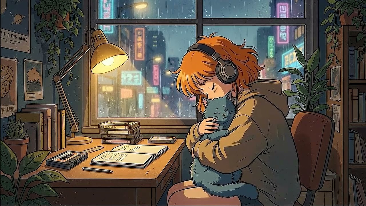 4 Hour LOFI Showdown CAT Girl vs LOFI Rainy Day