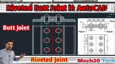 Butt joint design | Single plate Butt joint | Autocad Butt joint with single cover plate Mech20 Tech