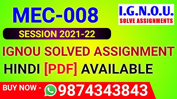 MEC-008 Solved Assignment 2021-22 in Hindi, MEC 8 Solved Assignment 2022, MEC 8 Assignment