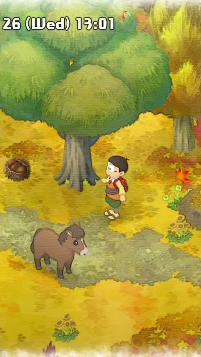 Doraemon Story of Season - how to forage the chestnut from tree
