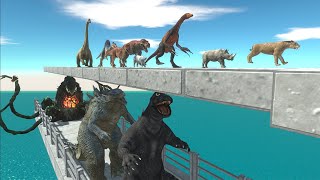 Run Across The Perilous Bridge Over Godzilla  Animal Revolt Battle Simulator