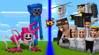 Huggy Wuggy & Mommy Long Legs VS Skibidi Toilets - Who Will Win?? MCPE ADDON FIGHT
