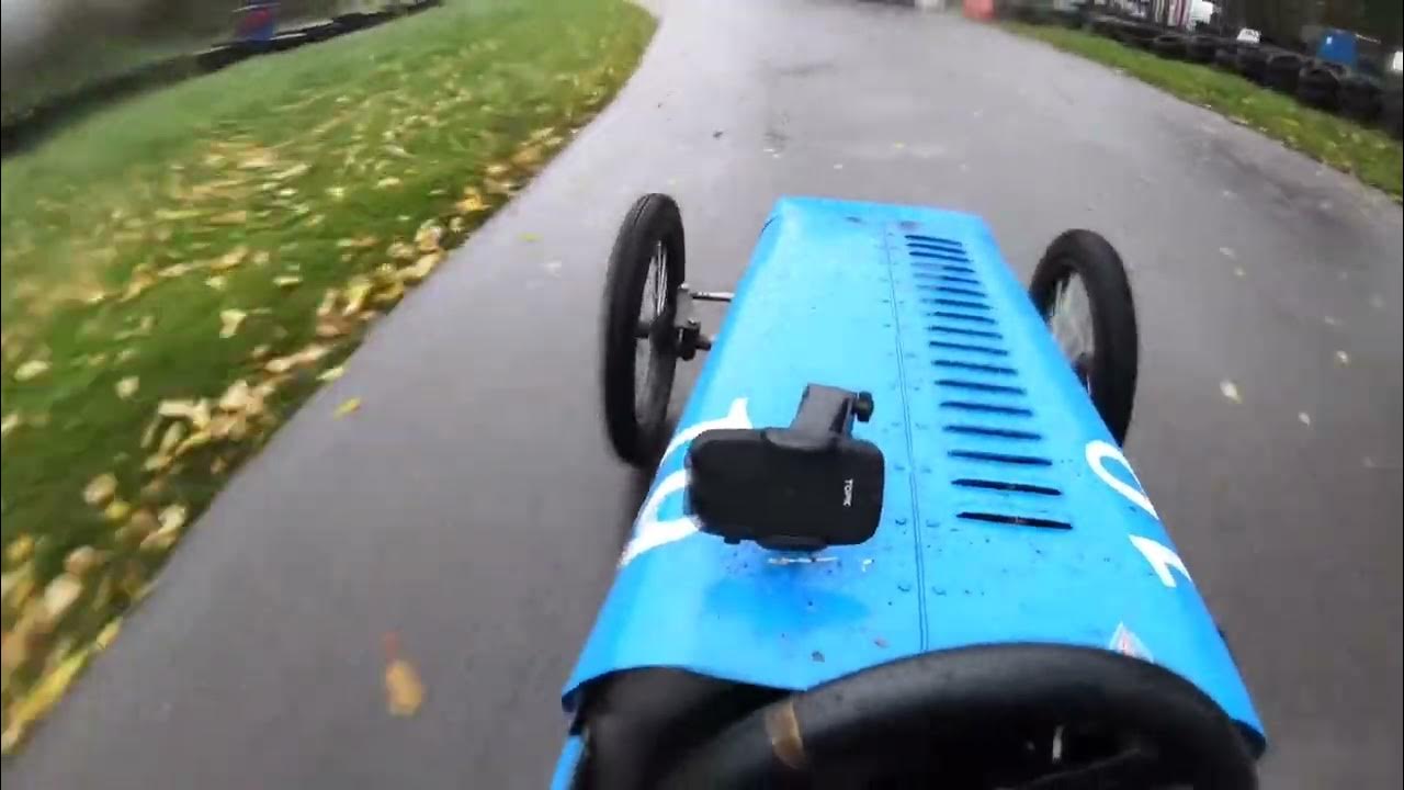 Cycle karting in the rain, lots of sliding around on a slippery track