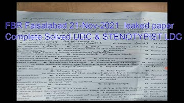 FBR : UDC and steno typist 21-11-2021 paper Faisalabad regional tax office : Part - 03