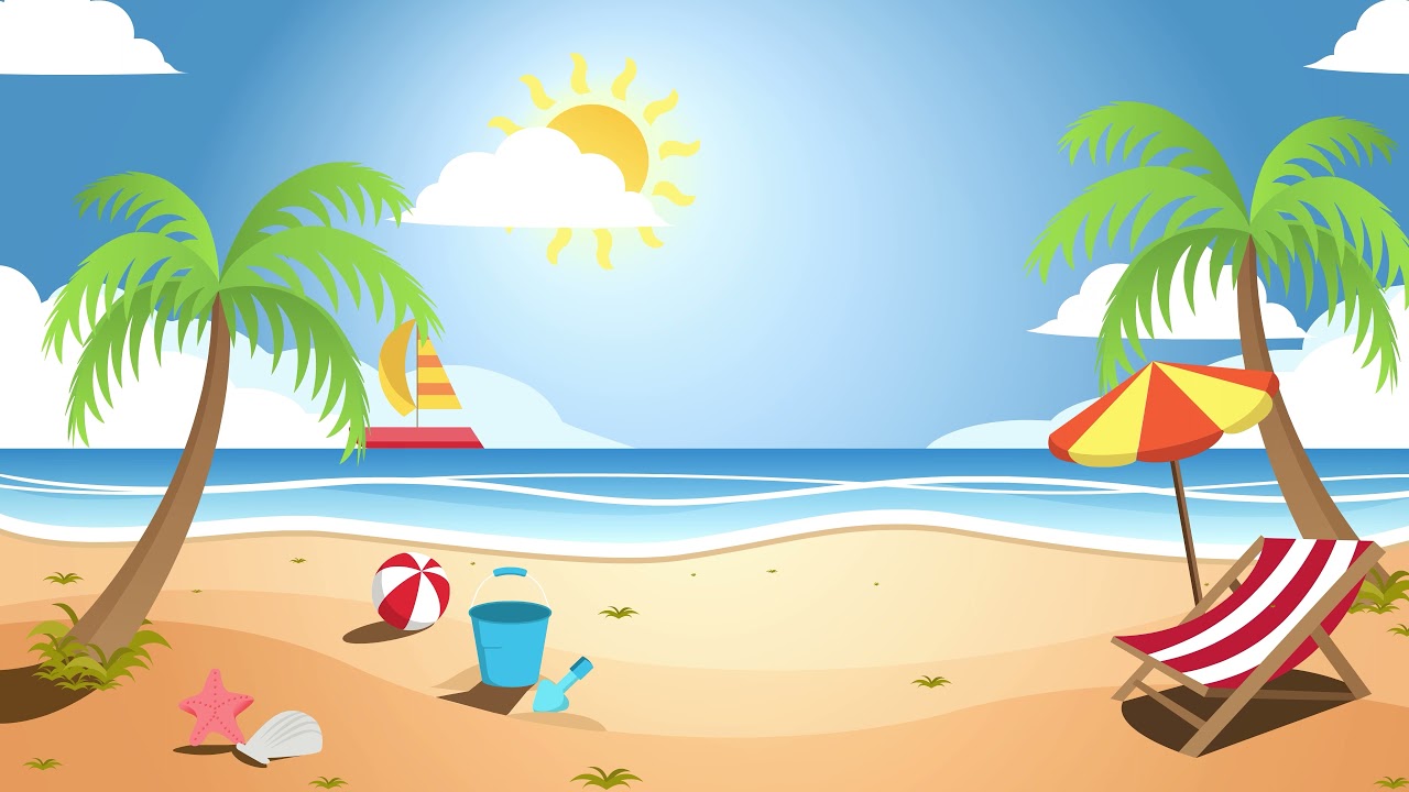 Sunny Beach Day - Free Cartoon Background Loop - YouTube