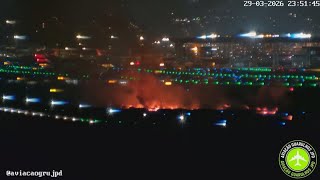 Sparks fly from Delta Airlines flight flying from Brazil to Atlanta