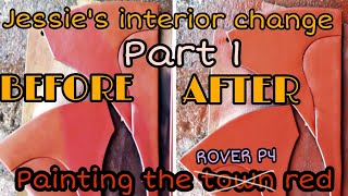 Rover P4 Interior change from Blue to Red . Jessie's Freshtoration . Vinyl Spray Paint Test Car Rep
