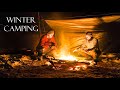 3 Days Winter Camping w/ Tarp - no tent, high winds, and falling through the ice!