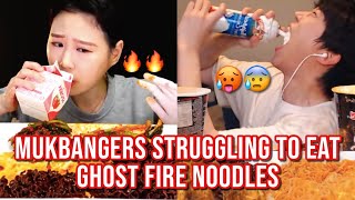 mukbangers STRUGGLING to eat fire noodles