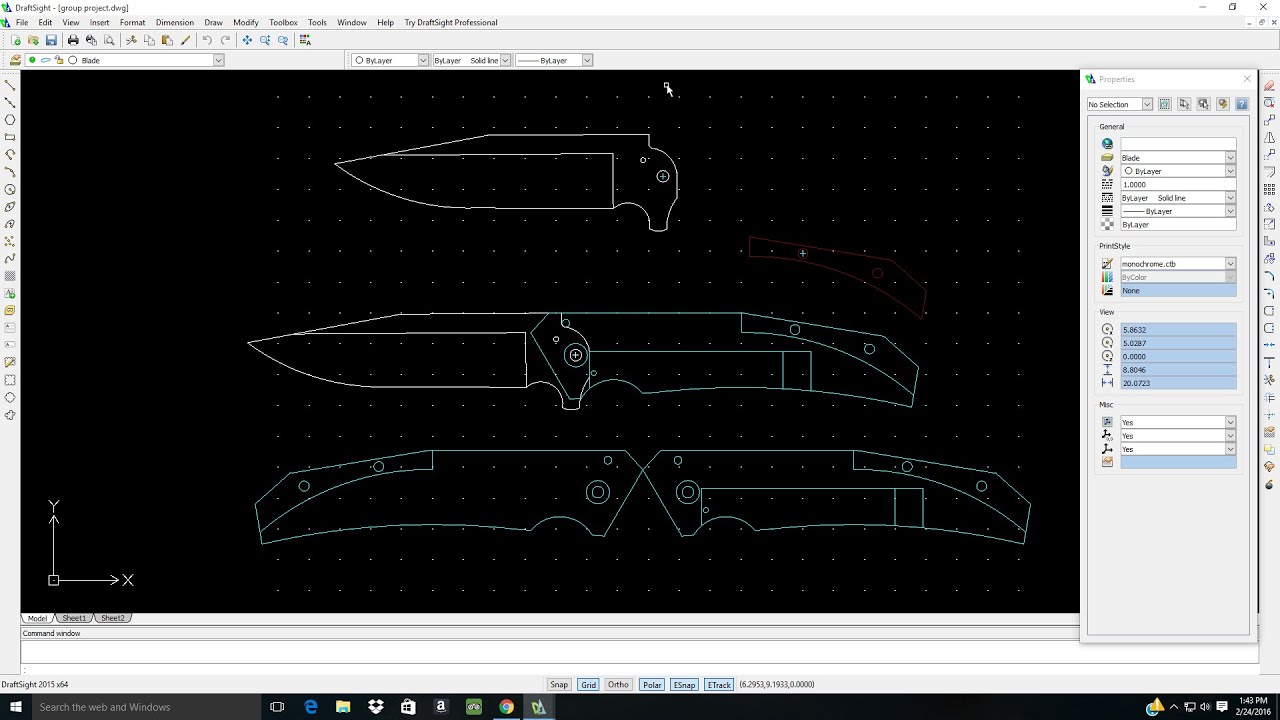 Designing a frame lock knife on Draft Sight. Full tutorial YouTube