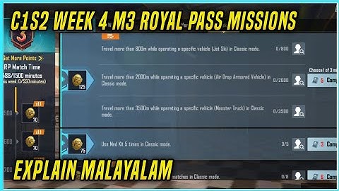 C1S2 WEEK 4 M3 ROYAL PASS MISSIONS EXPLAIN MALAYALAM | BGMI M3 ROYAL PASS MISSION | MK Z GAMING