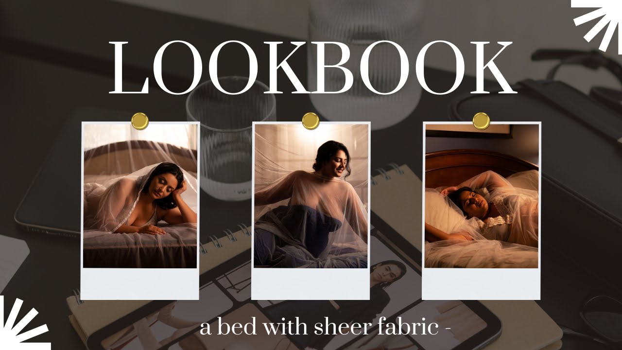 photographic art project  Lookbook  - a bed with sheer fabric -