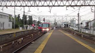 名鉄3100系+3300系急行一宮ゆき　須ケ口駅2番線入線