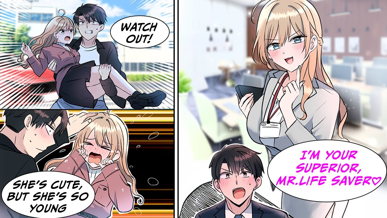 [Manga Dub] I saved a cute girl, but she looked young so I played it cool, but the next day at work