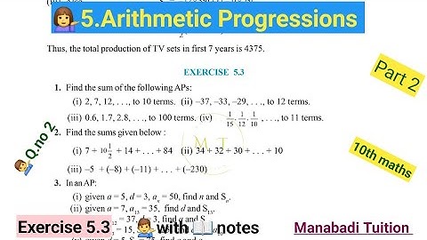 10th class math| Chapter 5|Arithmetic Progressions|🤷‍♂️ Exercise 5.3| 💁‍♀️Q no 2|CBSE|NCERT|