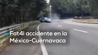 Caos en la México-Cuernavaca | Auto vuelca cerca de Tres Marías y deja una persona sin vida
