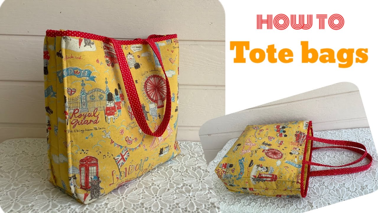 how to make fabric tote bags tutorial. sewing tote bags diy. diy sewing
