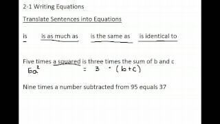 2-1 Writing Equations
