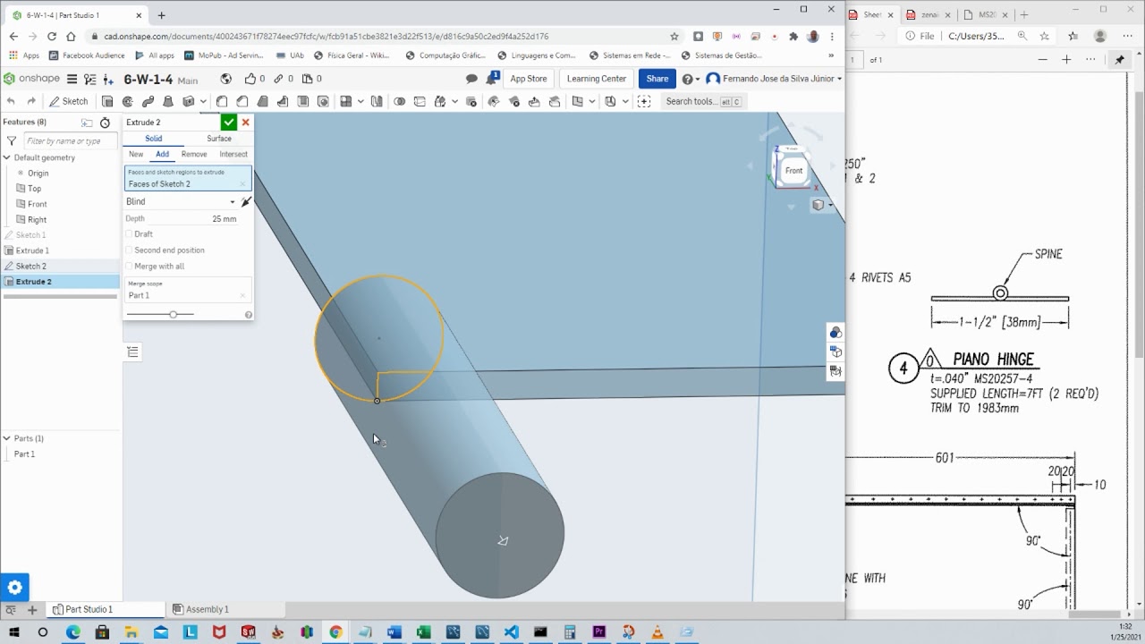 Onshape - Fazendo uma dobradiça