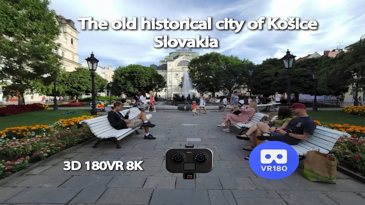 Старый исторический город Кошице в Словакии. Видео 3D180VR 8K.