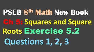 8th Math New Book Chapter 5 Squares and Square Roots Exercise 5.2  Questions 1, 2, 3