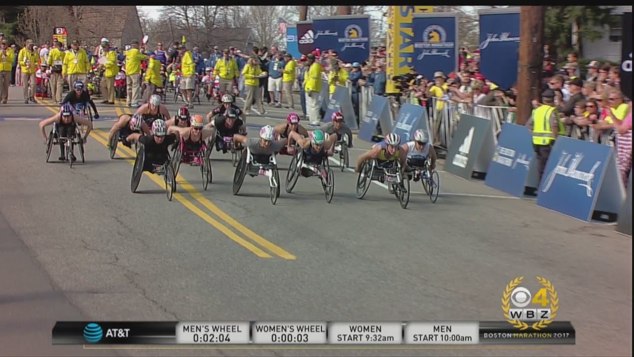 2017 Boston Marathon Women's Wheelchair Race Start YouTube