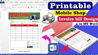 Mobile Shop Invoice Bill Design in Microsoft Word | Easy Printable Template