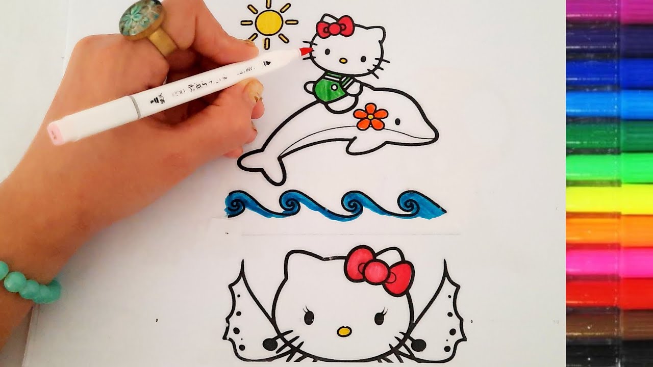 Hello Kitty coloring with magic markers for kids🖌 | Easy coloring for kids and toddlers💫