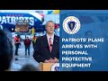 COVID-19 Update: Governor Baker, Lt. Governor Polito Greet Patriots' Plane with PPE