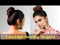 Deepikas easy high bun hairstyle for school college work hairstyles for girls  aj beauty mantra