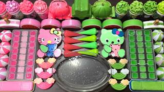 RELAXING WITH CLAY PIPING BAGS PINK VS GREEN ! Mixing Random Things Into Slime
