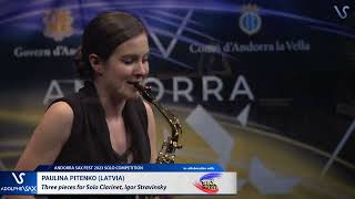 ANDORRA SAX FEST 2023: Paulina Pitenko (Latvia) plays Three pieces for Clarinet, Igor Stravinsky