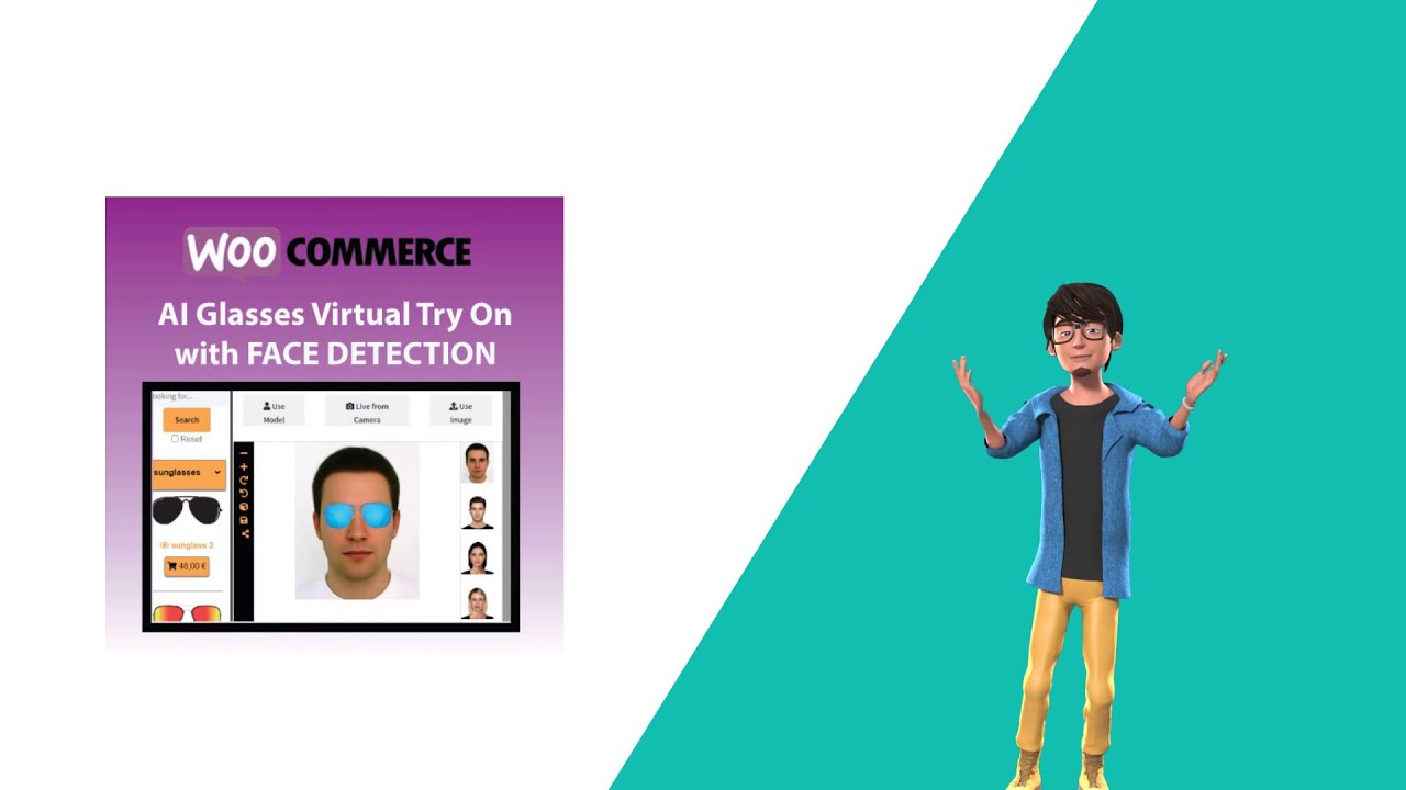 Wordpress plugin AI Glasses VIRTUAL TRY ON with Face Detection for  WooCommerce 