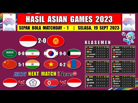 Hasil Asian Games 2023 Hari Ini ~ INDONESIA vs KYRGYSTAN ~ Klasemen Asian Games 2023